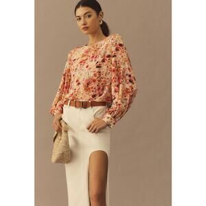 NWT Favorite Daughter The Faye Shirt Anthro Floral Watercolor Back Buttons 0